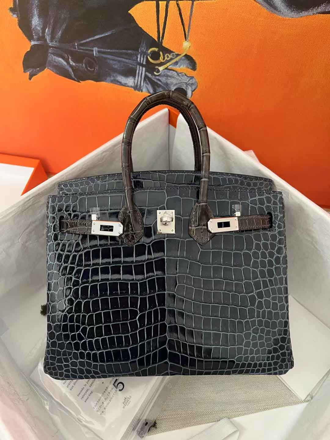 hcp蓝绿色拼石墨灰色手提包