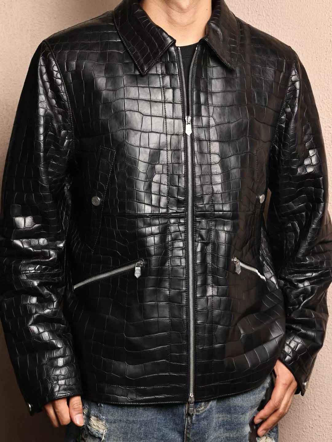 鳄鱼皮夹克风衣