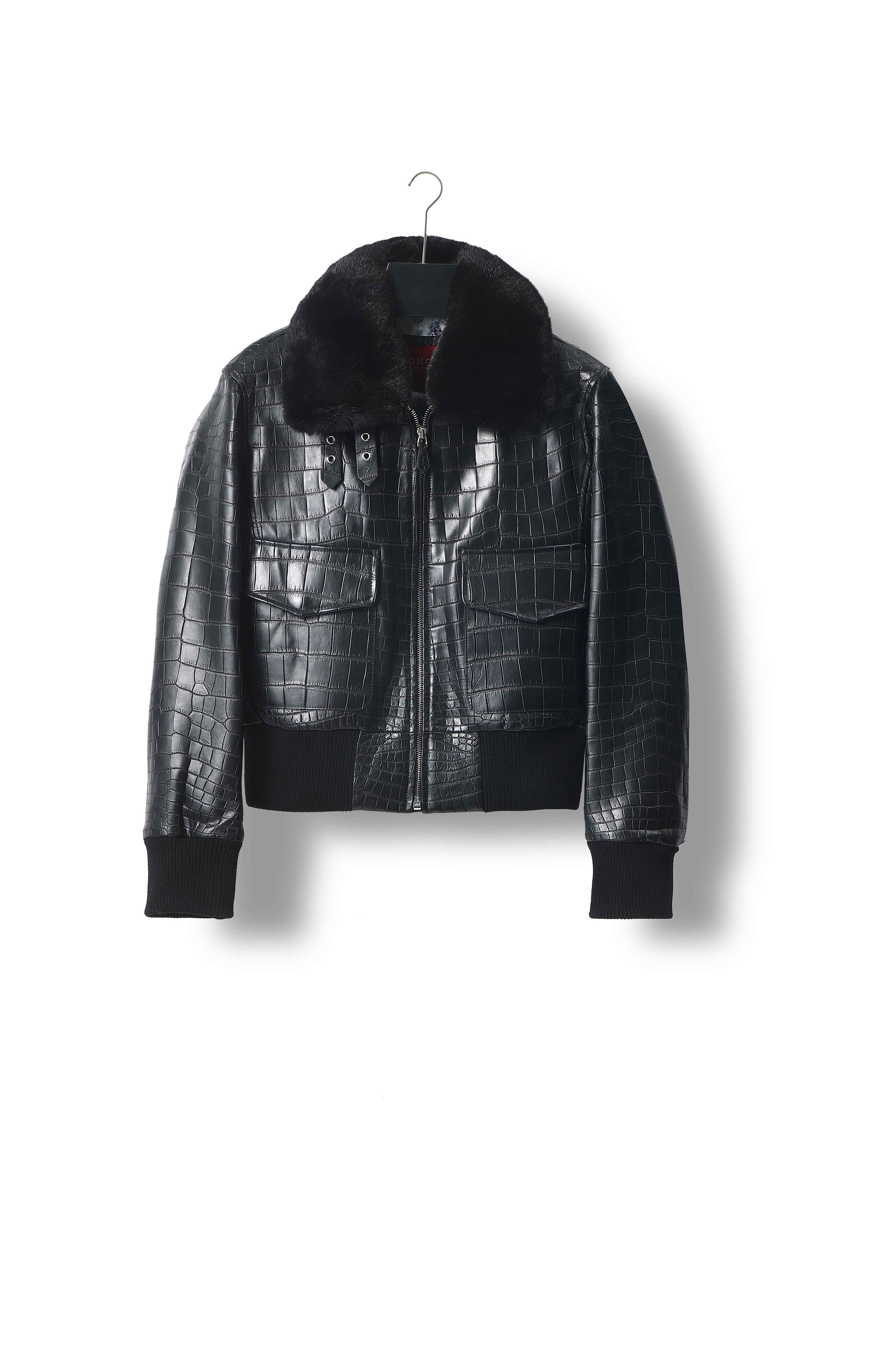 尼罗鳄水染马家同款棕色夹克，水貂毛，100/100桑蚕丝内里，现货齐全码